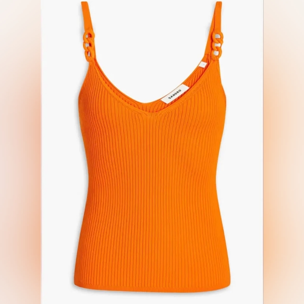 Sandro Women's Orange Ribbed Top